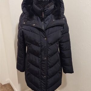 Andrew Marc Women's Dark Puffer Jacket with Hood